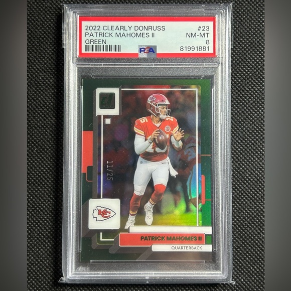 2022 Clearly Donruss Green /25SSP Patrick Mahomes II Psa 8 Kansas City Chiefs